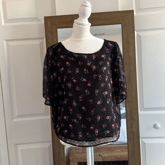 NWOT LOFT Floral Bow Back Cropped Top Size Medium - Picture 7 of 10